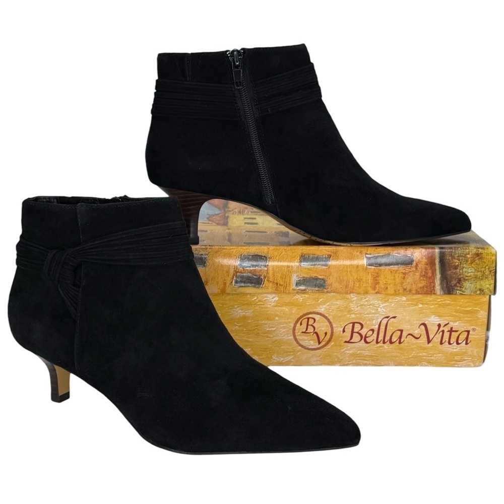 Bella Vita Jani Black Suede Leather Womens Booties Size 9N - Picture 2 of 11